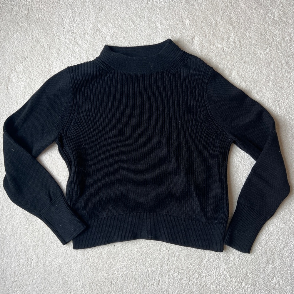 Banana Republic Black Ribbed Mock-Neck Sweater - Women